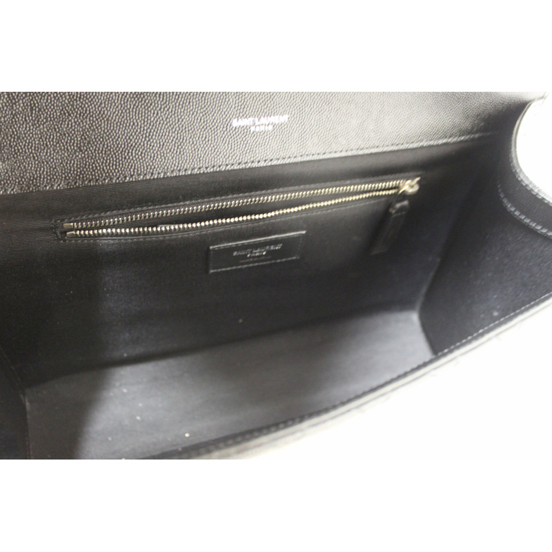 Saint Laurent Black Matelasse Grain De Poudre Embossed Leather Medium Envelope Bag-13