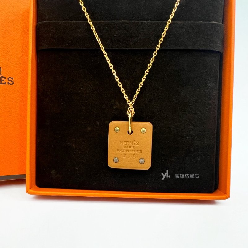 ❣Hermes 37金棕Swift皮簍空愛心金牌項鍊AsDeCoeur-3
