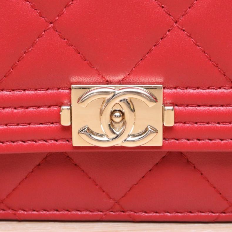 CHANEL(香奈兒) Leboy WOC 19cm 紅色 22開 金扣-5