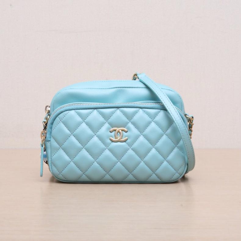 CHANEL(香奈兒) 薄荷綠 29開 金扣 季節款 雙層相機包 斜挎包-0
