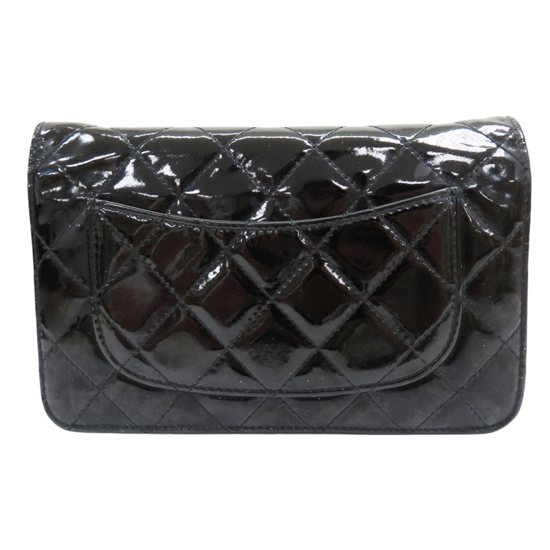 黑色 漆皮皮革 WOC 鍊帶 肩背包 銀扣 (無卡)-1