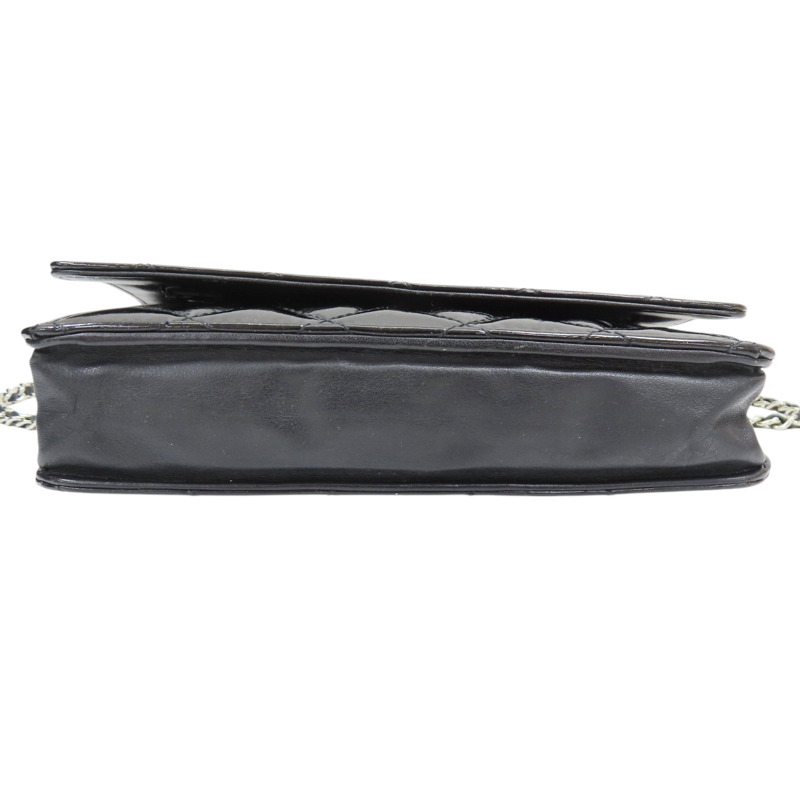 黑色 漆皮皮革 WOC 鍊帶 肩背包 銀扣 (無卡)-3