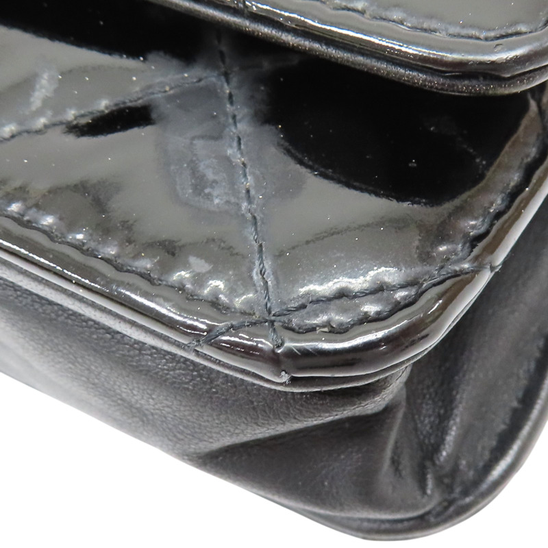 黑色 漆皮皮革 WOC 鍊帶 肩背包 銀扣 (無卡)-10