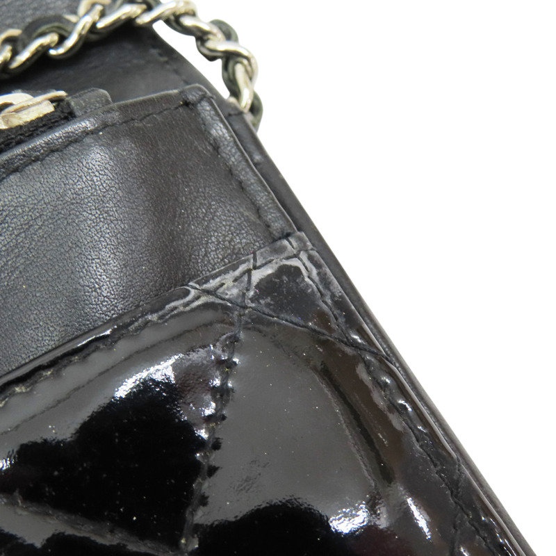 黑色 漆皮皮革 WOC 鍊帶 肩背包 銀扣 (無卡)-13