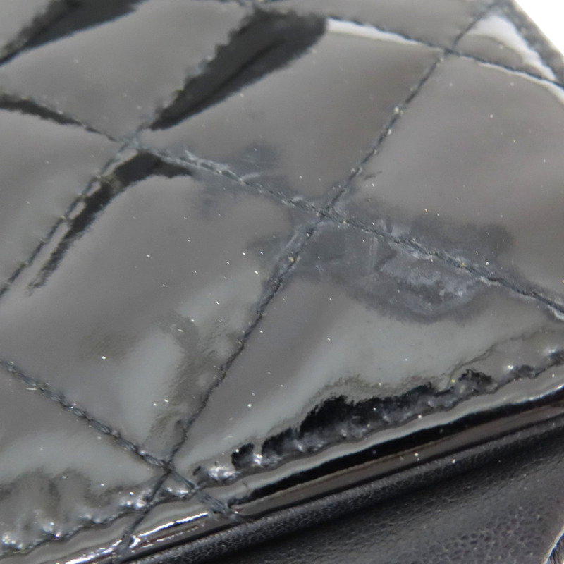 黑色 漆皮皮革 WOC 鍊帶 肩背包 銀扣 (無卡)-14