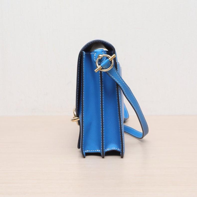 HERMES(愛馬仕) Roulis 豬鼻子 23 71法國藍 EC皮 T刻 金扣-1