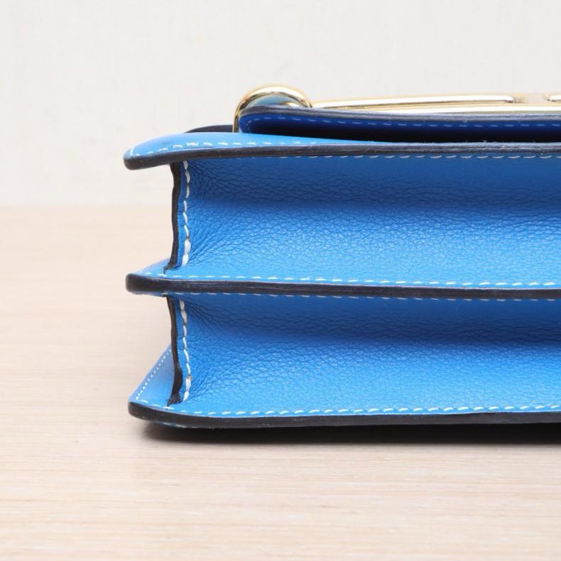 HERMES(愛馬仕) Roulis 豬鼻子 23 71法國藍 EC皮 T刻 金扣-3