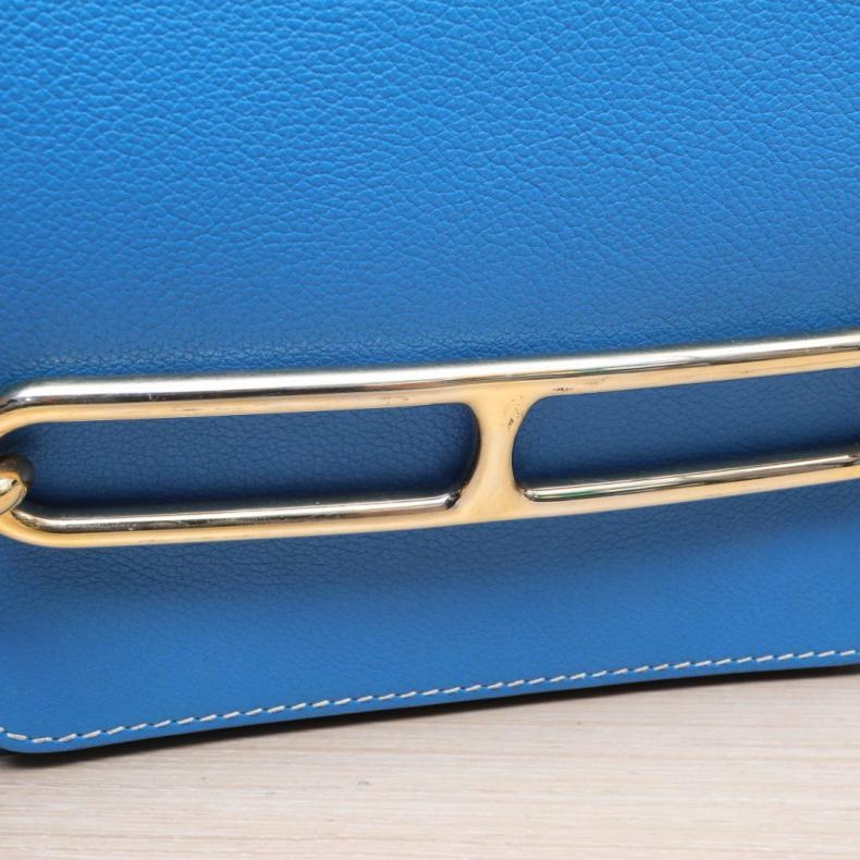 HERMES(愛馬仕) Roulis 豬鼻子 23 71法國藍 EC皮 T刻 金扣-5