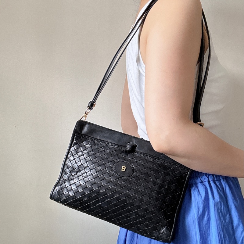 Bally 真皮 羊革 手拿包 斜背包 腋下包 黑色 意大利製-0