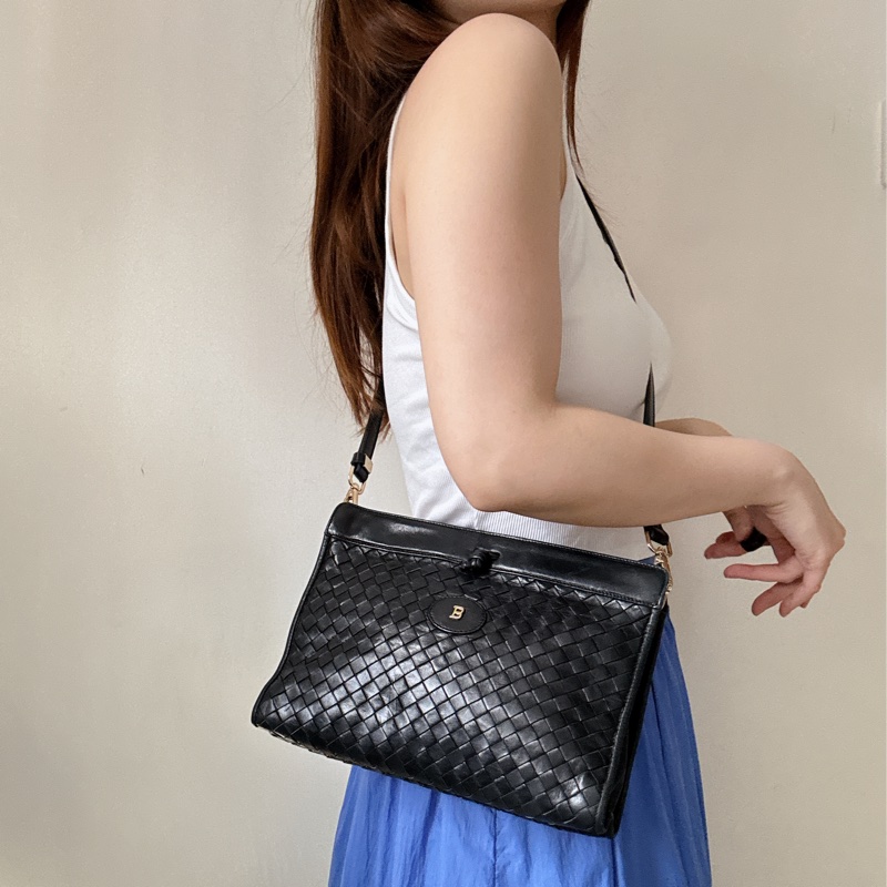 Bally 真皮 羊革 手拿包 斜背包 腋下包 黑色 意大利製-3