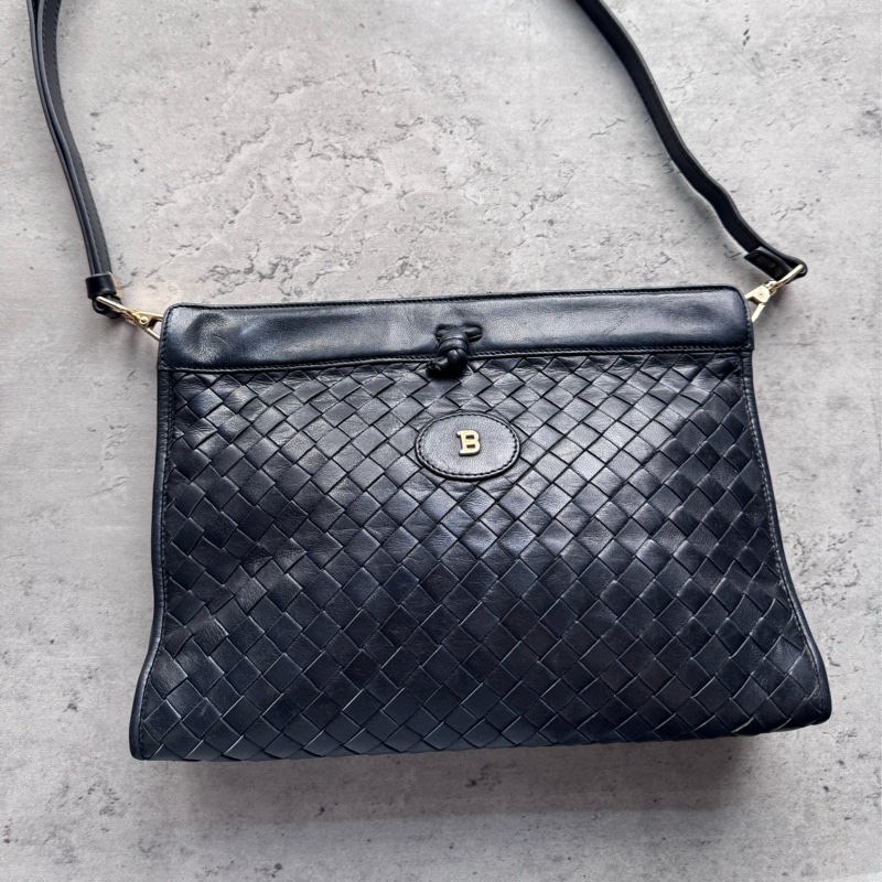 Bally 真皮 羊革 手拿包 斜背包 腋下包 黑色 意大利製-4