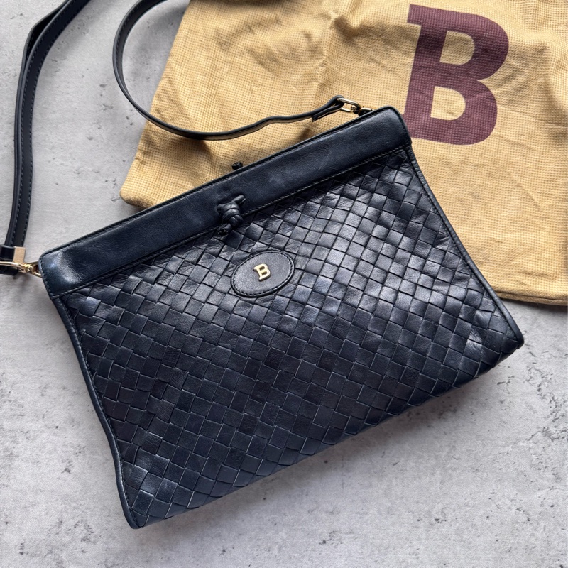 Bally 真皮 羊革 手拿包 斜背包 腋下包 黑色 意大利製-5