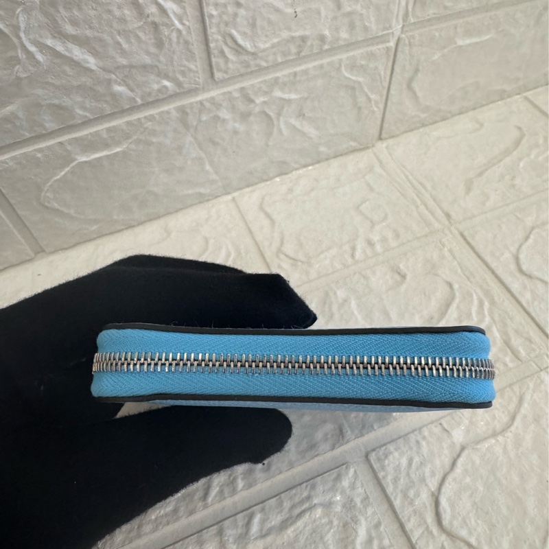 Hermes天空藍絲巾短夾-6