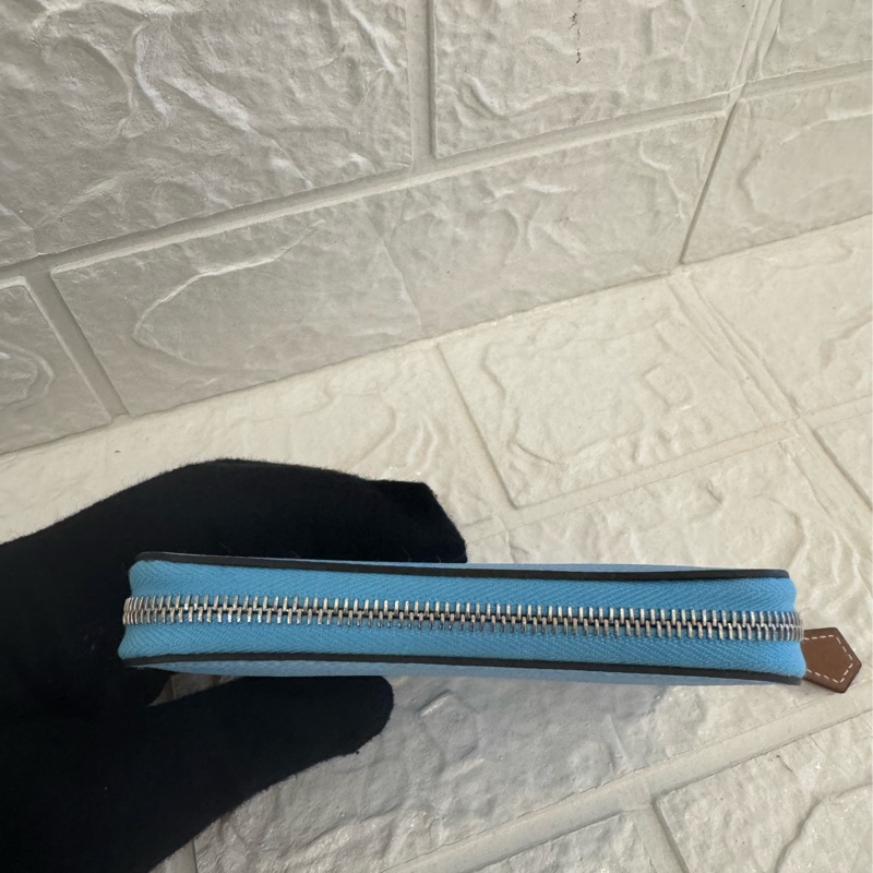 Hermes天空藍絲巾短夾-7