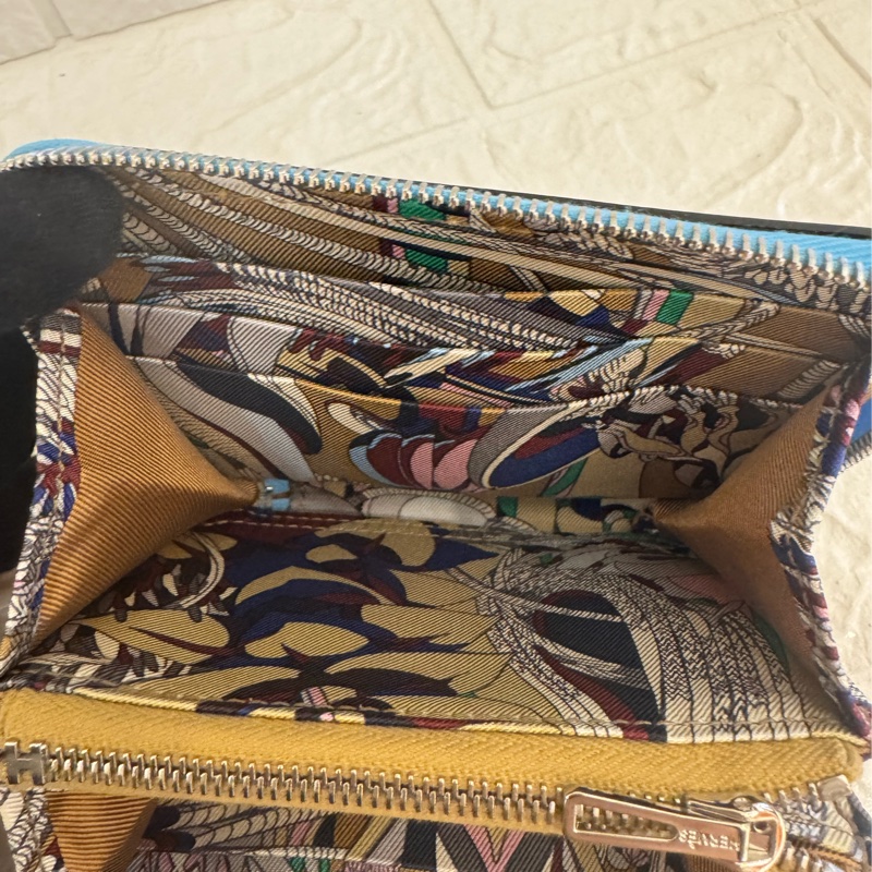 Hermes天空藍絲巾短夾-10