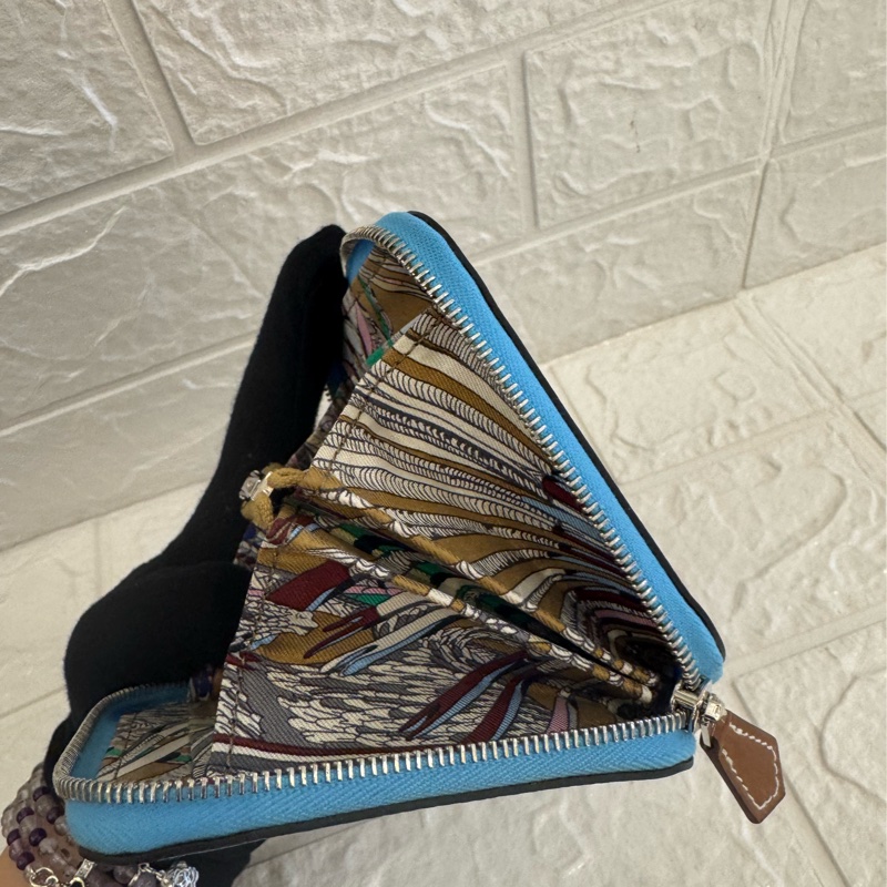 Hermes天空藍絲巾短夾-13