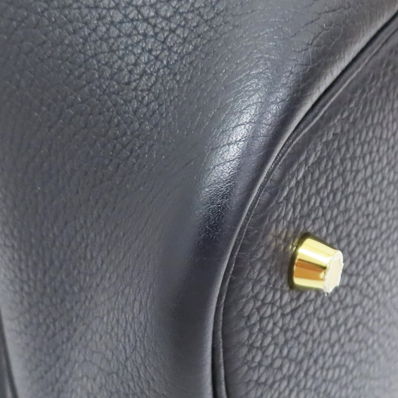 藍色 牛皮 Picotin Lock 22 ECLAT 手提包 X刻 金扣 X AM 005 UM-8