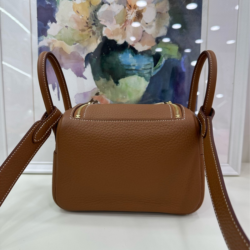 Hermes 愛馬仕 Mini Lindy 2代 TC皮 金棕金扣 W刻-2