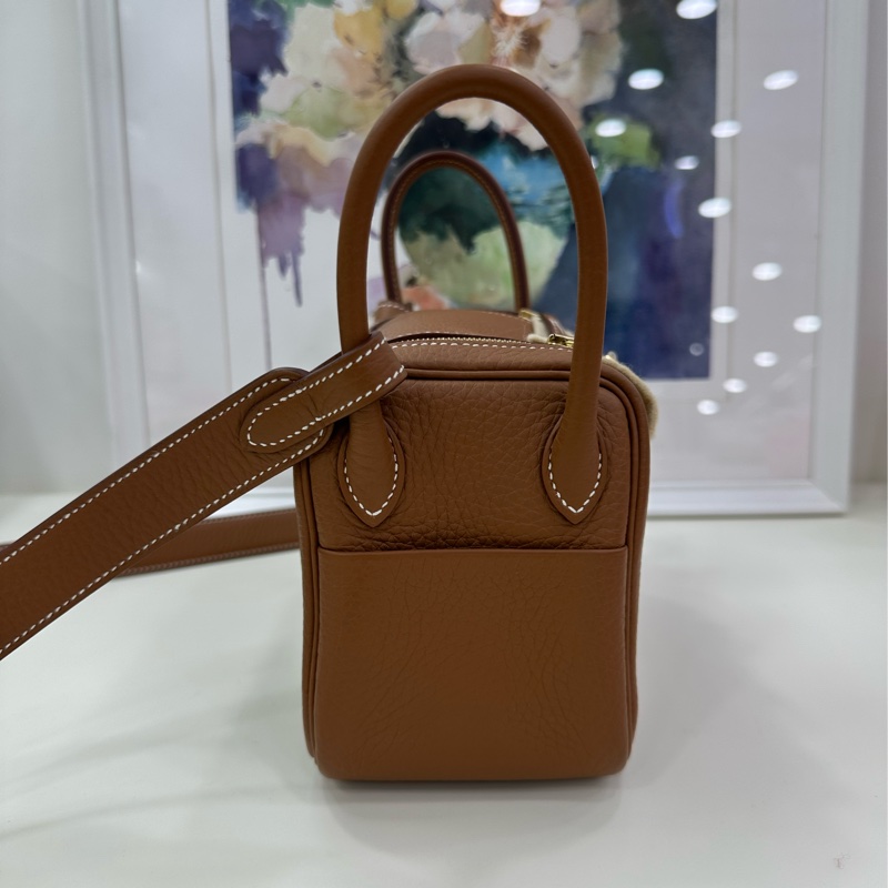 Hermes 愛馬仕 Mini Lindy 2代 TC皮 金棕金扣 W刻-3