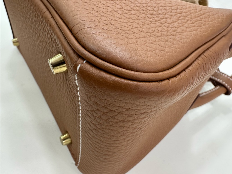 Hermes 愛馬仕 Mini Lindy 2代 TC皮 金棕金扣 W刻-12