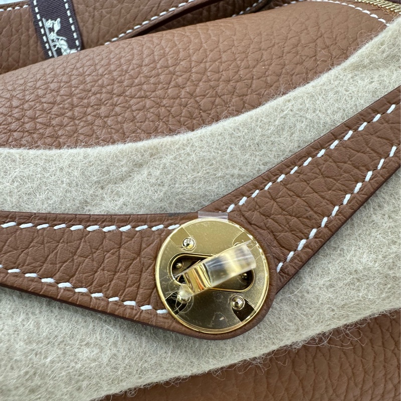Hermes 愛馬仕 Mini Lindy 2代 TC皮 金棕金扣 W刻-14