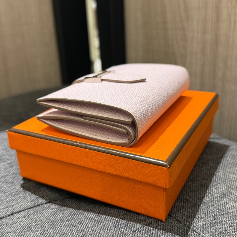 HERMES Bearn mini 淡紫色全皮銀釦卡夾 零錢包 B刻-3