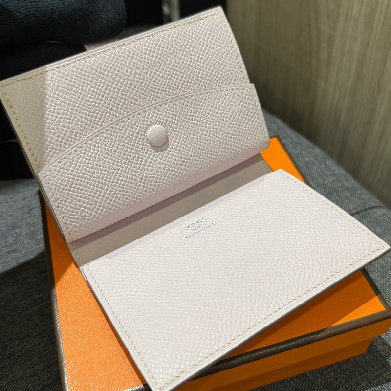 HERMES Bearn mini 淡紫色全皮銀釦卡夾 零錢包 B刻-5