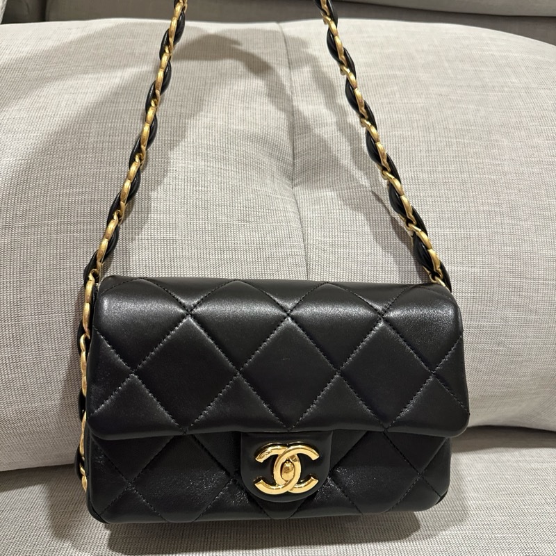 CHANEL 羊皮粗鍊腋下包-7