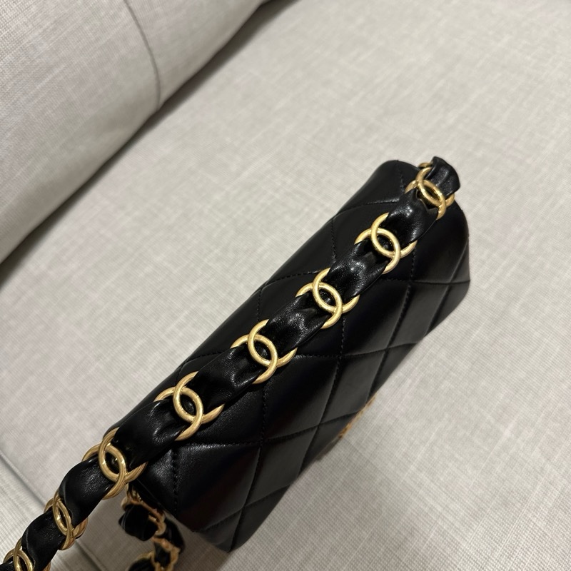 CHANEL 羊皮粗鍊腋下包-11