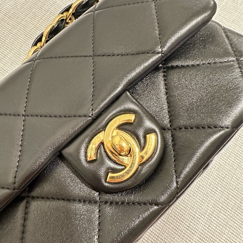 CHANEL 羊皮粗鍊腋下包-13