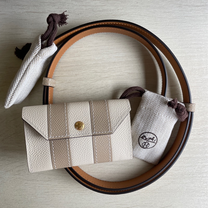 Hermes 愛馬仕 Kelly belt pocket 奶呼呼風衣灰皮帶✨全新全配K刻-1