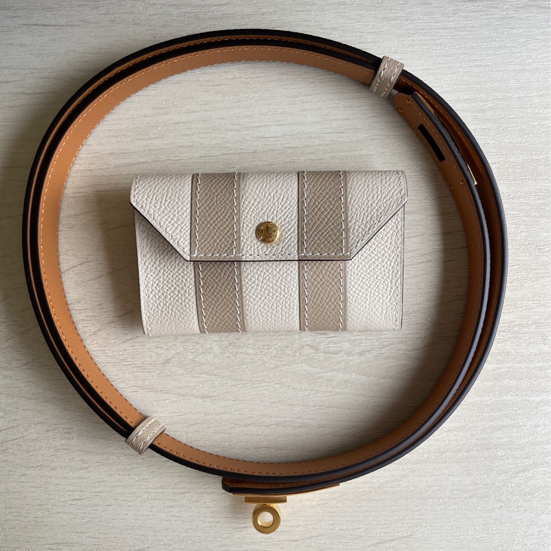 Hermes 愛馬仕 Kelly belt pocket 奶呼呼風衣灰皮帶✨全新全配K刻-2