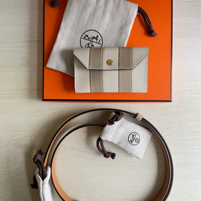 Hermes 愛馬仕 Kelly belt pocket 奶呼呼風衣灰皮帶✨全新全配K刻-3