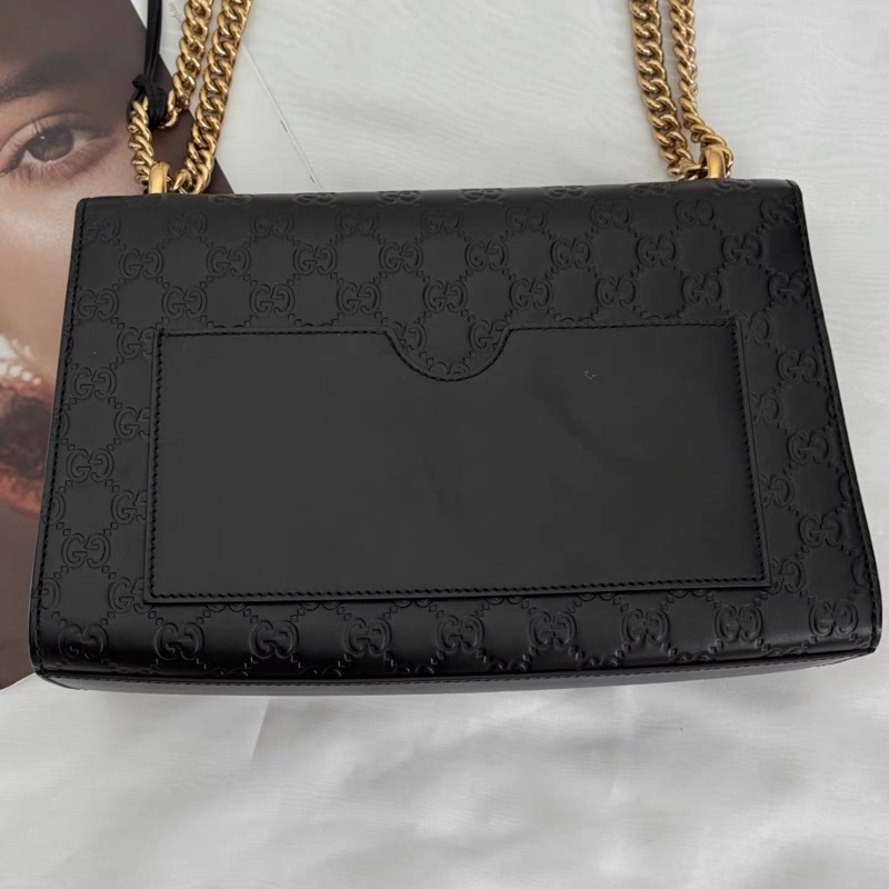 Gucci • 經典黑色壓紋老花 Padlock 月光寶盒 中號-3