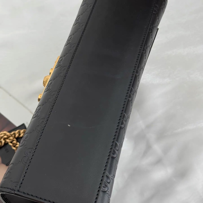 Gucci • 經典黑色壓紋老花 Padlock 月光寶盒 中號-6