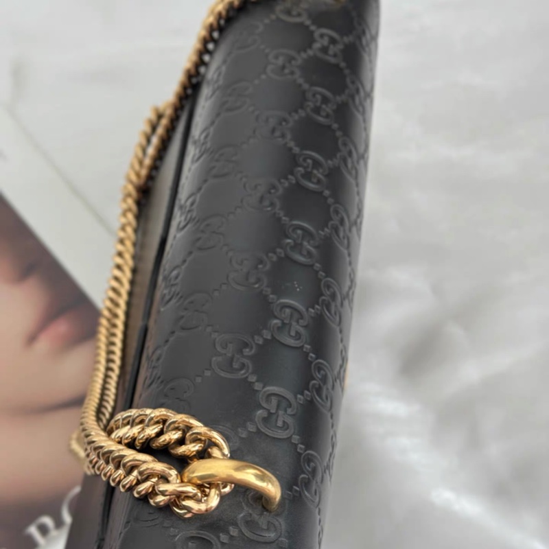 Gucci • 經典黑色壓紋老花 Padlock 月光寶盒 中號-7