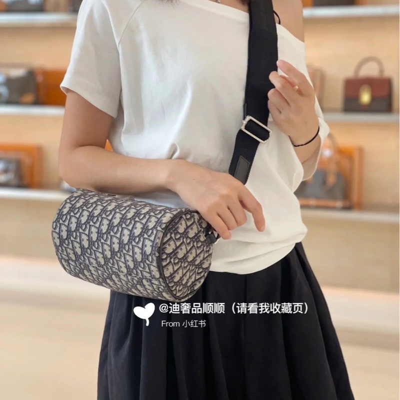 DIOR roller oblique 老花圓筒 斜背包-30