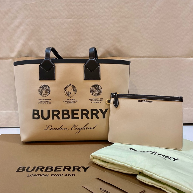 Burberry 地球格紋雙面托特子母包-6