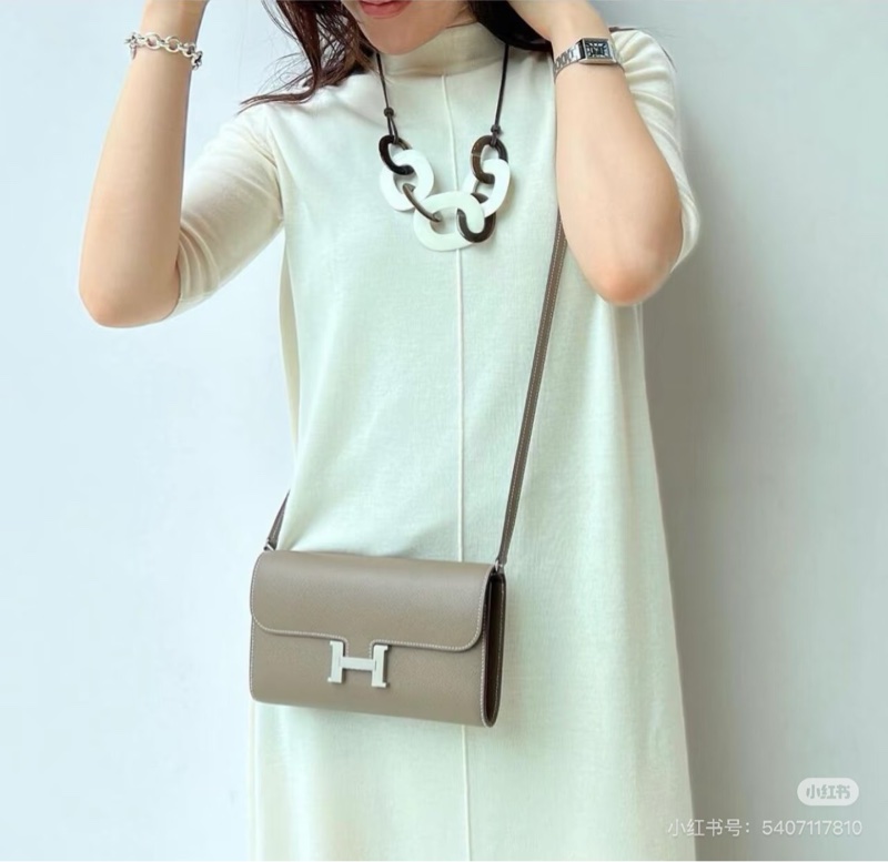 愛馬仕 Hermes 康康 Constance Long To Go WOC 大象灰銀釦Z刻 epsom皮-37