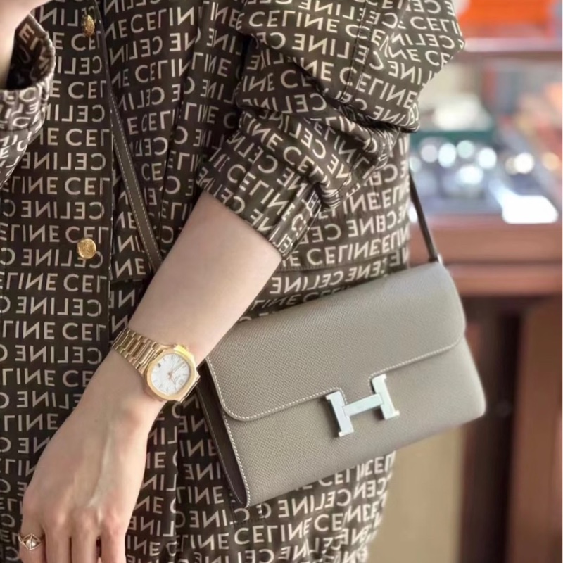 愛馬仕 Hermes 康康 Constance Long To Go WOC 大象灰銀釦Z刻 epsom皮-38