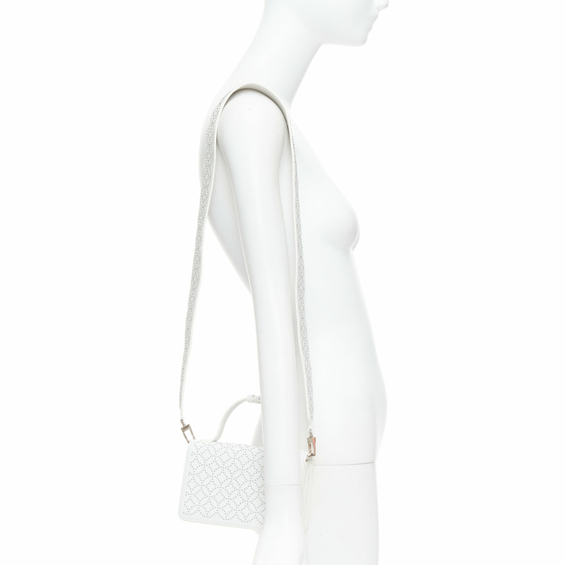 ALAIA Arabesque Franca white silver studded crossbody bag-1
