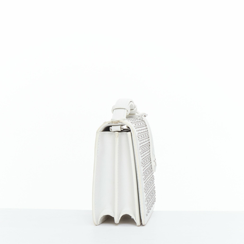 ALAIA Arabesque Franca white silver studded crossbody bag-3