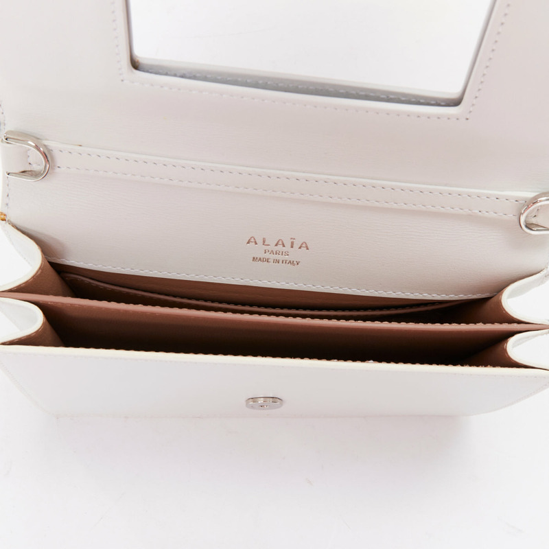 ALAIA Arabesque Franca white silver studded crossbody bag-8
