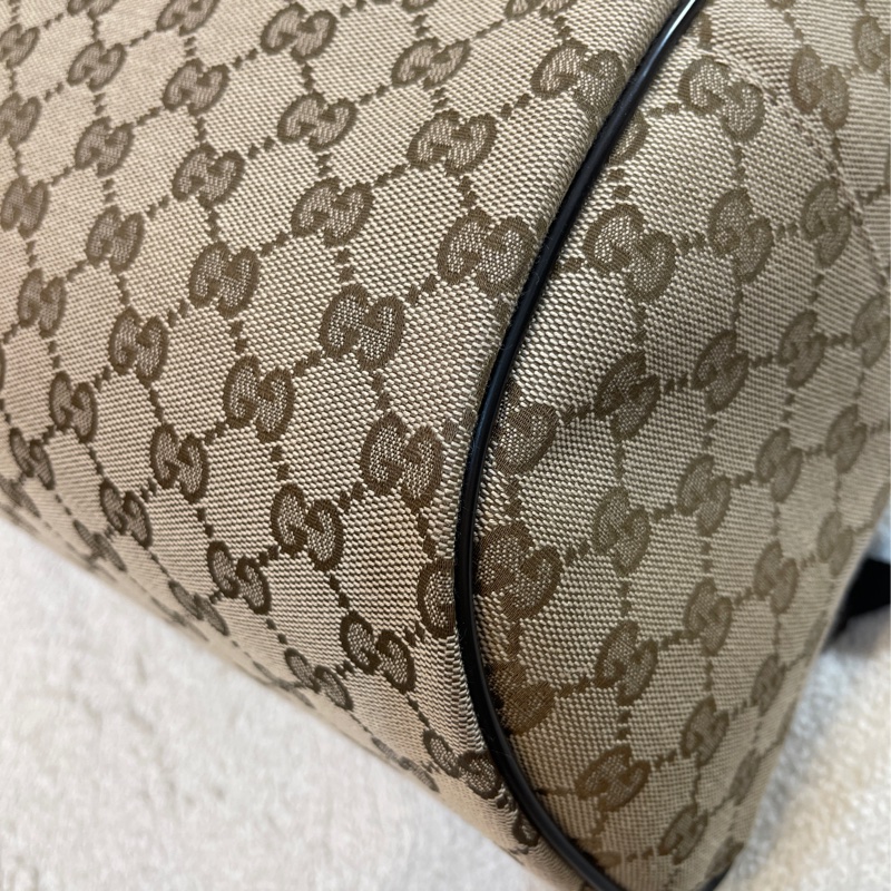 GUCCI 古馳 - 經典雙G 緹花帆布牛皮滾邊拉鍊後背包-12