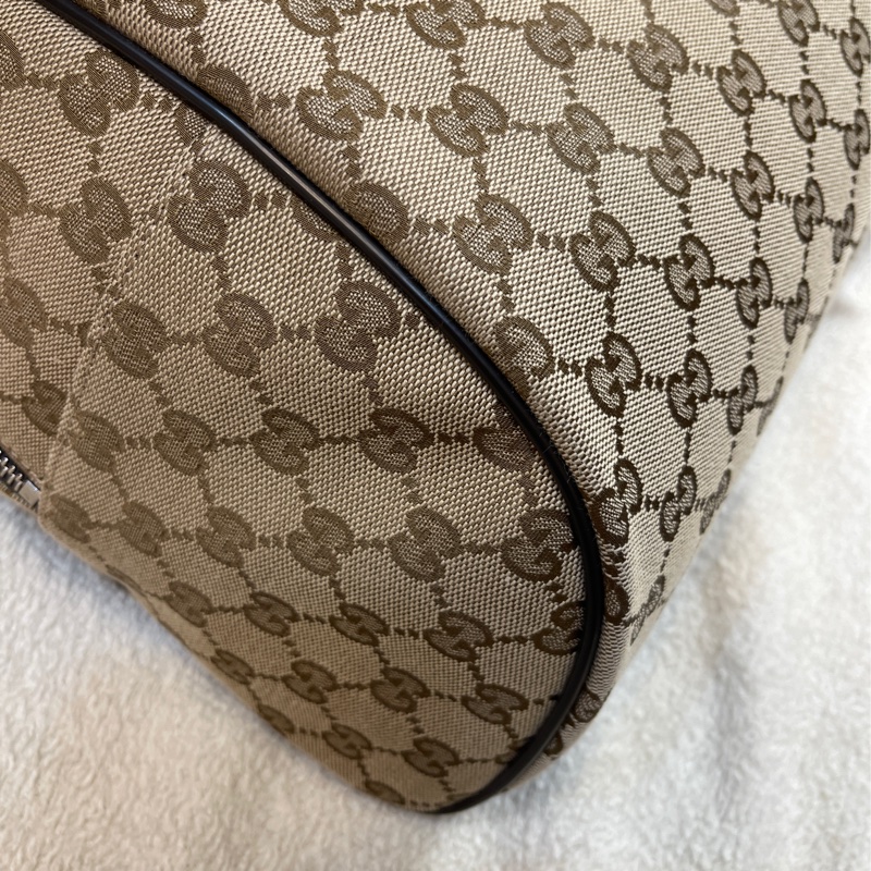 GUCCI 古馳 - 經典雙G 緹花帆布牛皮滾邊拉鍊後背包-13