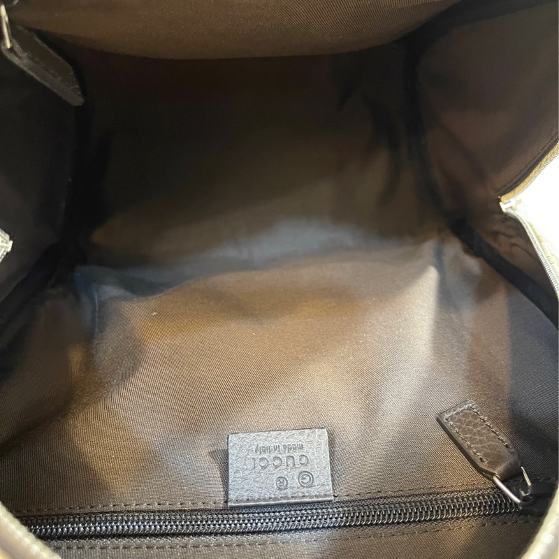 GUCCI 古馳 - 經典雙G 緹花帆布牛皮滾邊拉鍊後背包-19