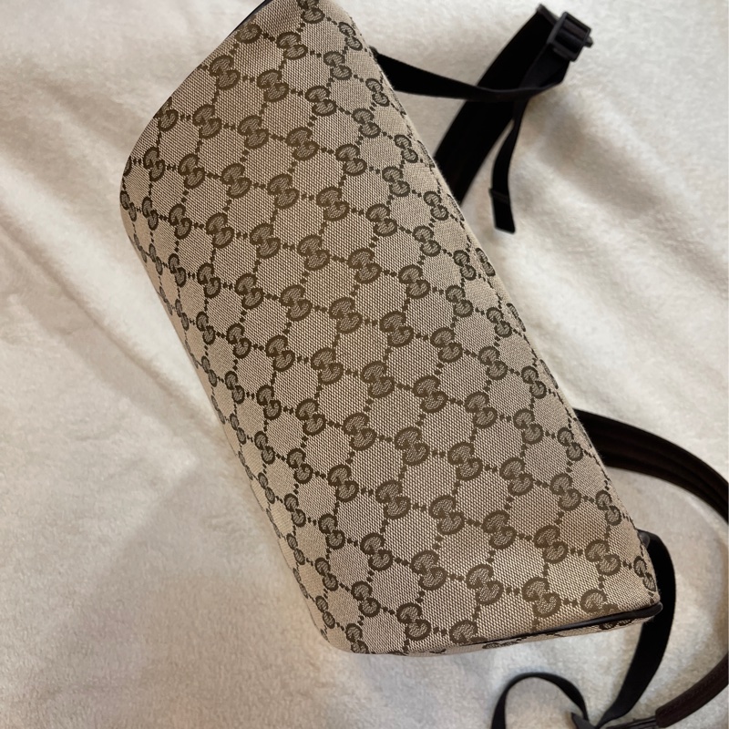 GUCCI 古馳 - 經典雙G 緹花帆布牛皮滾邊拉鍊後背包-16