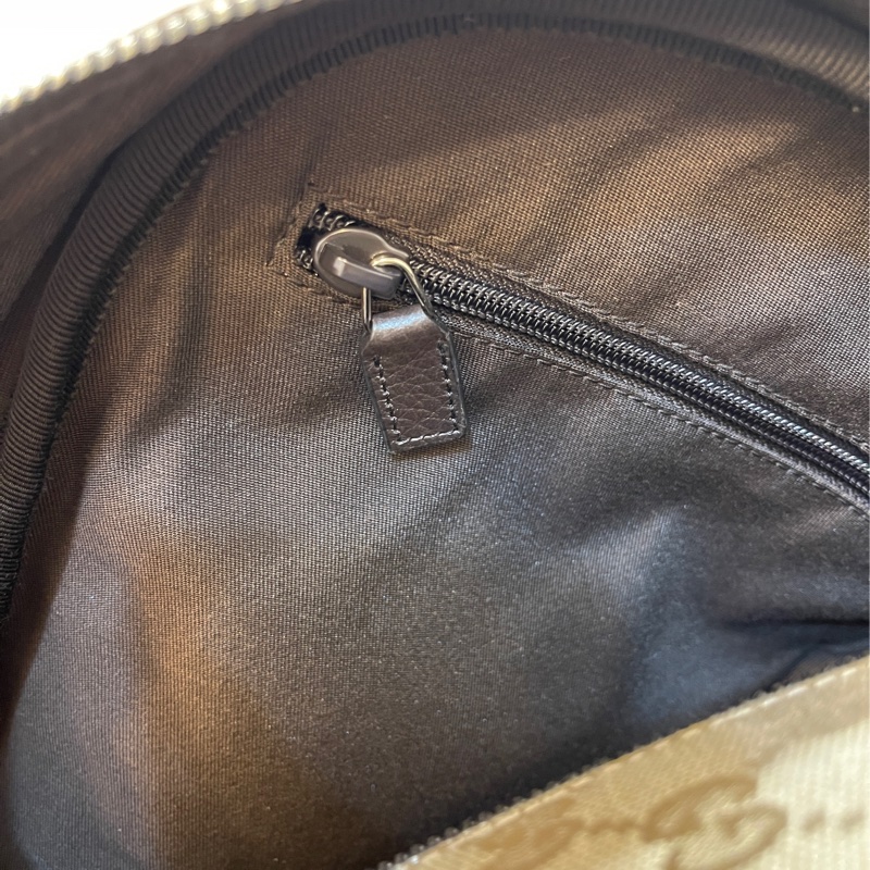 GUCCI 古馳 - 經典雙G 緹花帆布牛皮滾邊拉鍊後背包-21