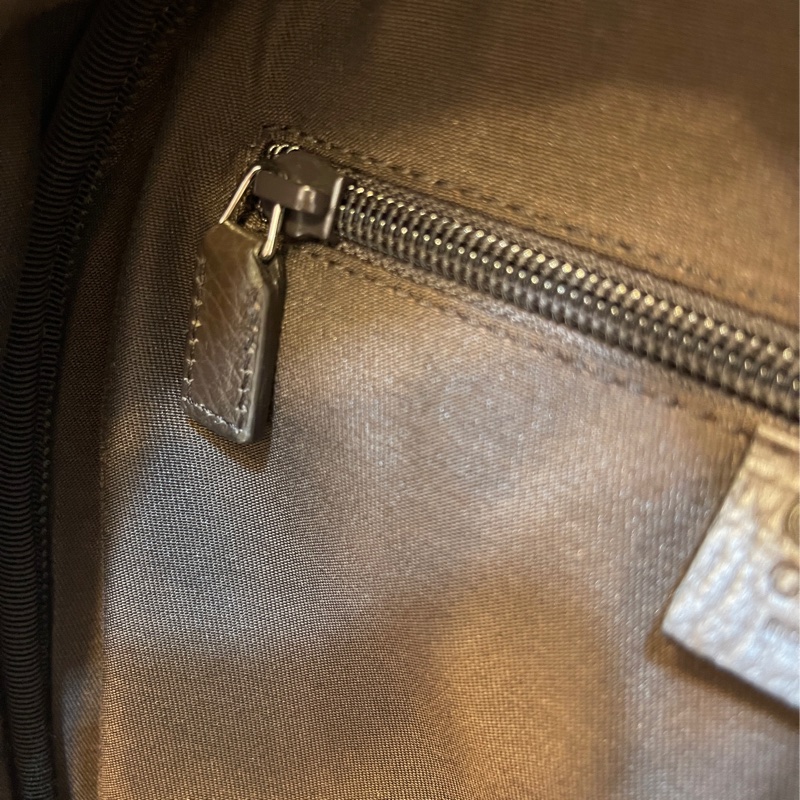 GUCCI 古馳 - 經典雙G 緹花帆布牛皮滾邊拉鍊後背包-22