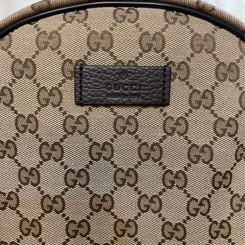 GUCCI 古馳 - 經典雙G 緹花帆布牛皮滾邊拉鍊後背包-3
